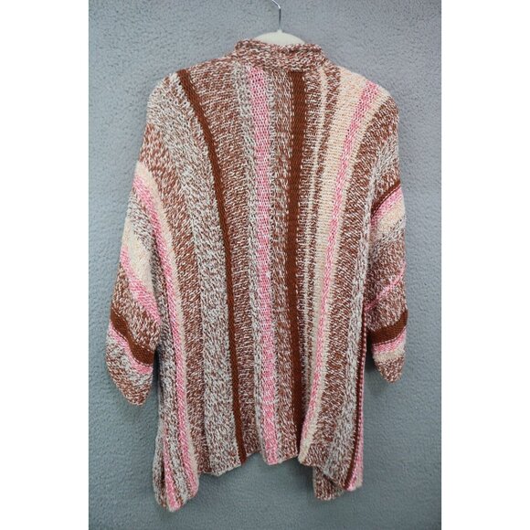 J.Jill 3D Knit Striped Short Sleeve Open Front Sweater-Size Medium-Soft-Hippie - Picture 9 of 11